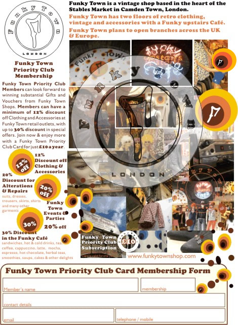 Funky Town Shop Priority Membership Leaflet